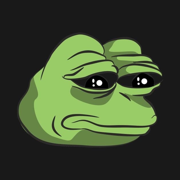 Sad Green Frog Internet Meme Character Vector Illustration