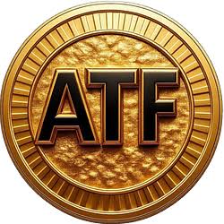 Golden ATF Meme Coin Cryptocurrency Token 3D Illustration