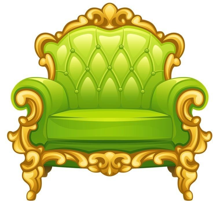 Luxury Royal Green Armchair 2D Vector Prop Illustration