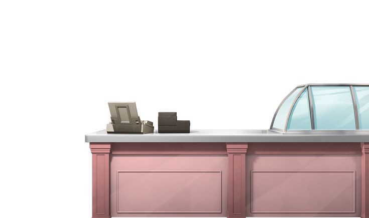 Pink Cafe Shop Counter with Cash Register 2D Prop Vector Illustration