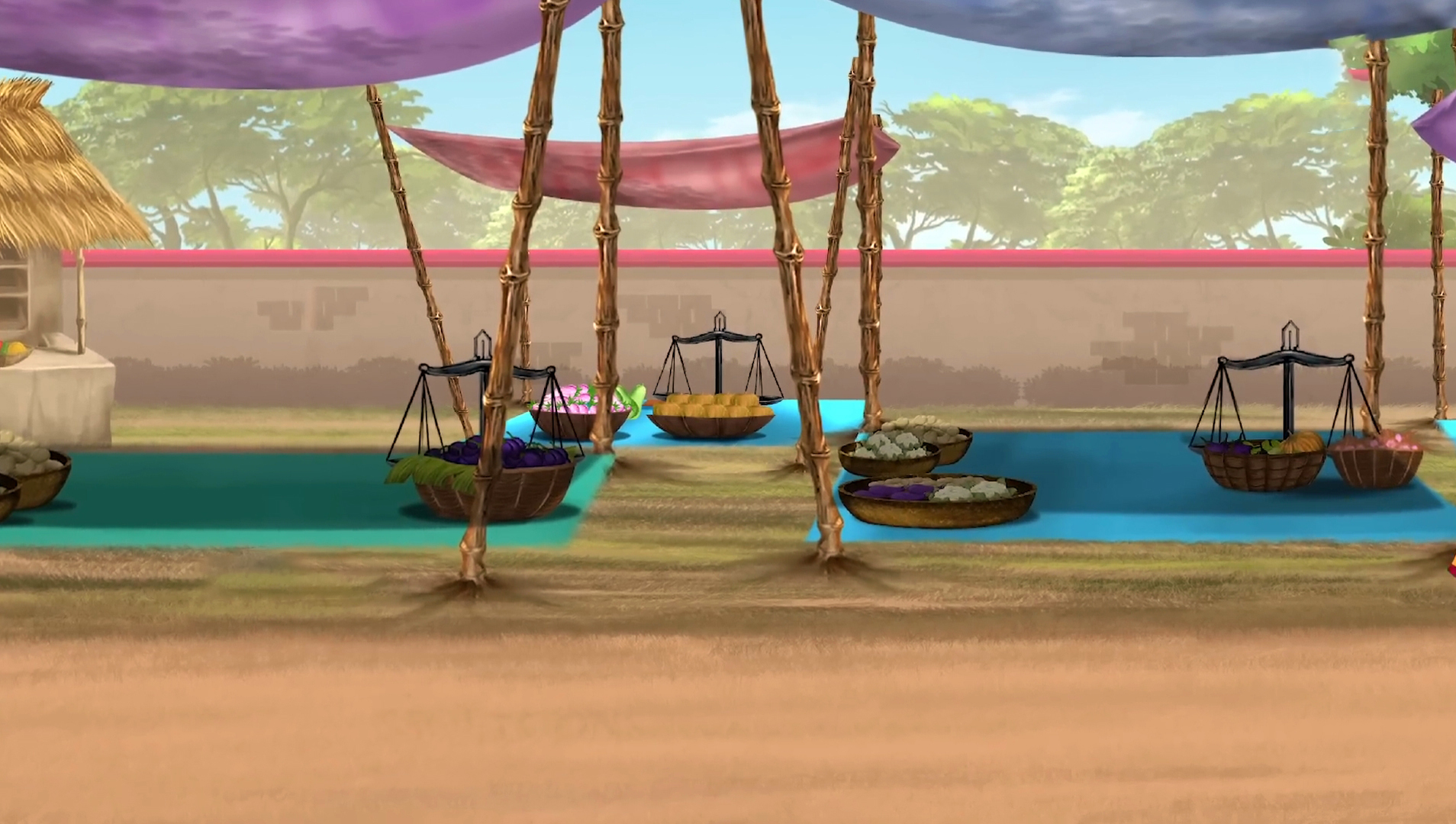 Traditional Village Market (Haat) Stall 2D Cartoon Background