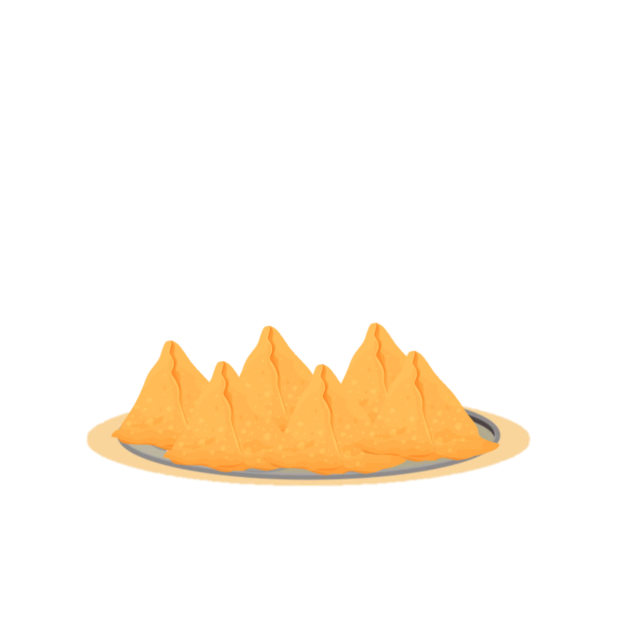 Plate of Samosas Traditional Snack 2D Cartoon Vector Prop