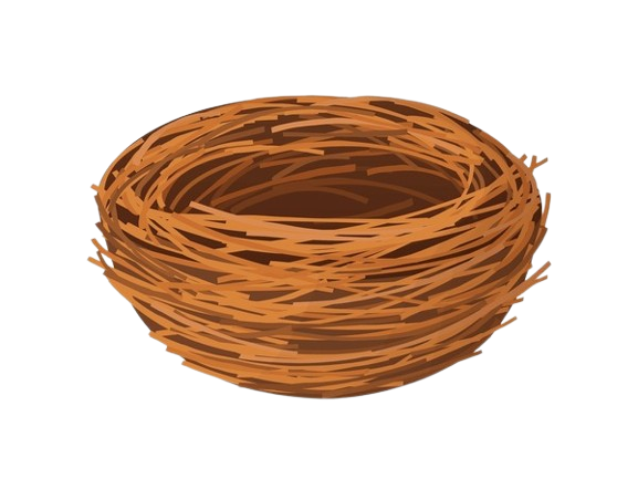 Empty Woven Bird Nest 2D Cartoon Vector Prop