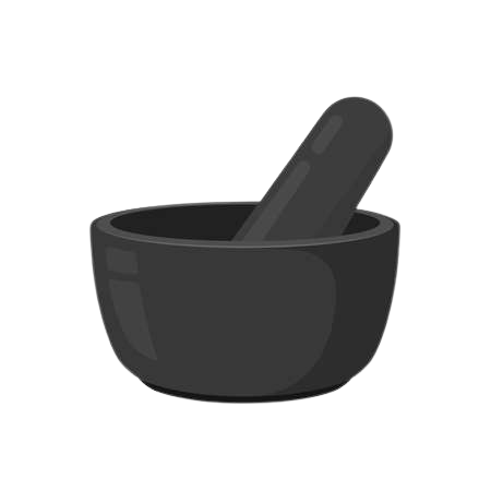 Dark Grey Mortar and Pestle 2D Cartoon Transparent Prop