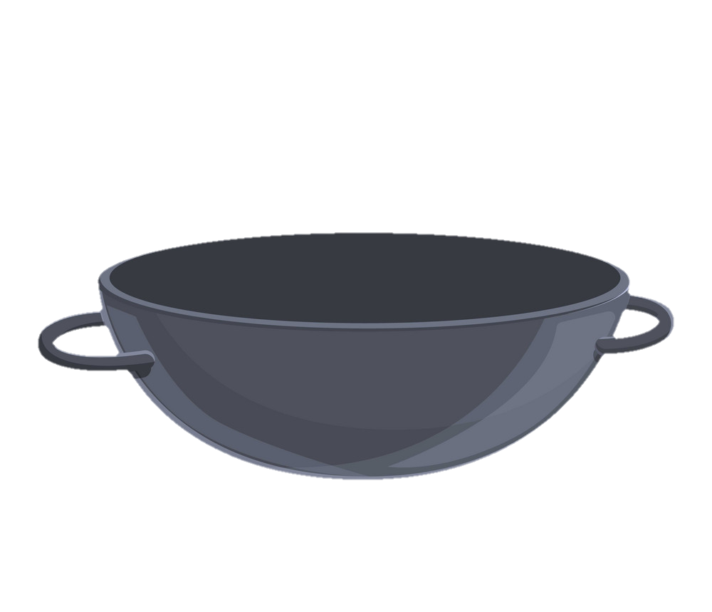 Traditional Cooking Wok or Karai 2D Cartoon Transparent Prop
