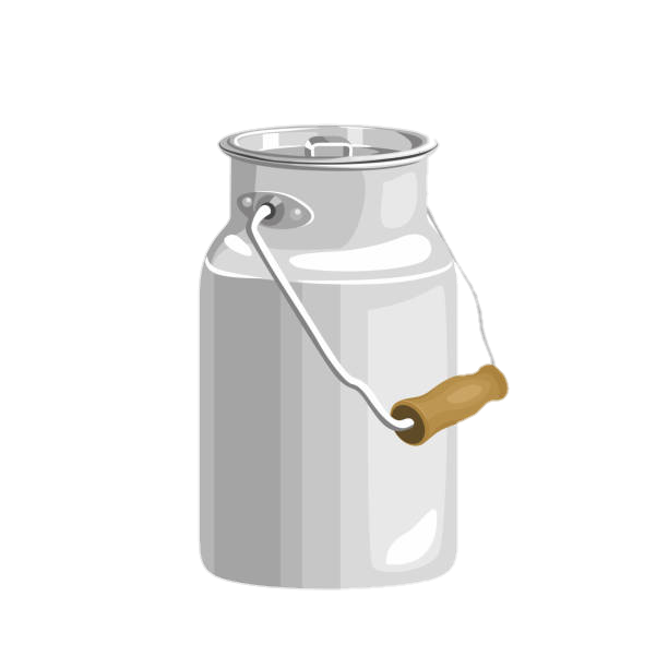 Silver Metallic Milk Can or Dairy Jug 2D Cartoon Transparent Prop