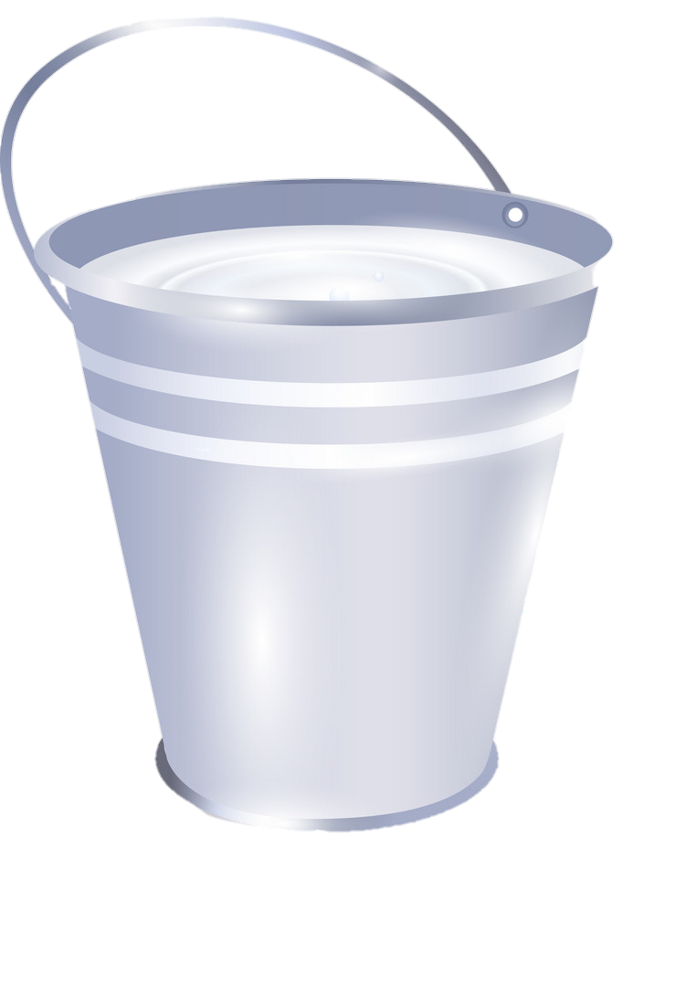 Shiny Silver Metal Milk Bucket 2D Cartoon Transparent Prop