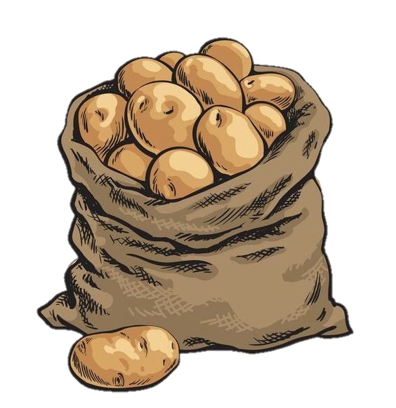 Burlap Sack Full of Potatoes 2D Cartoon Vector Prop