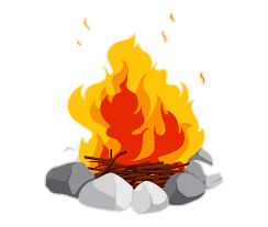 Stone Ring Campfire with Burning Logs 2D Cartoon Transparent Prop