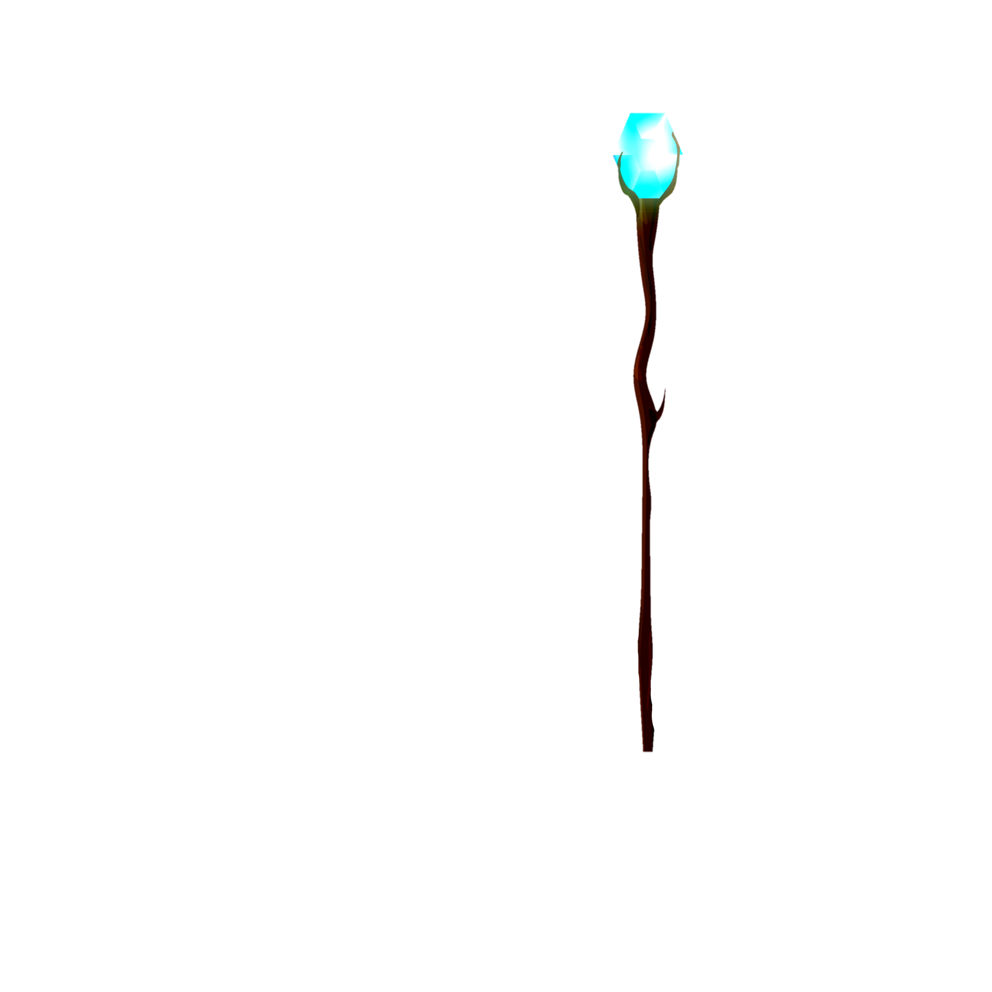 Glowing Blue Crystal Magic Staff 2D Cartoon Transparent Prop