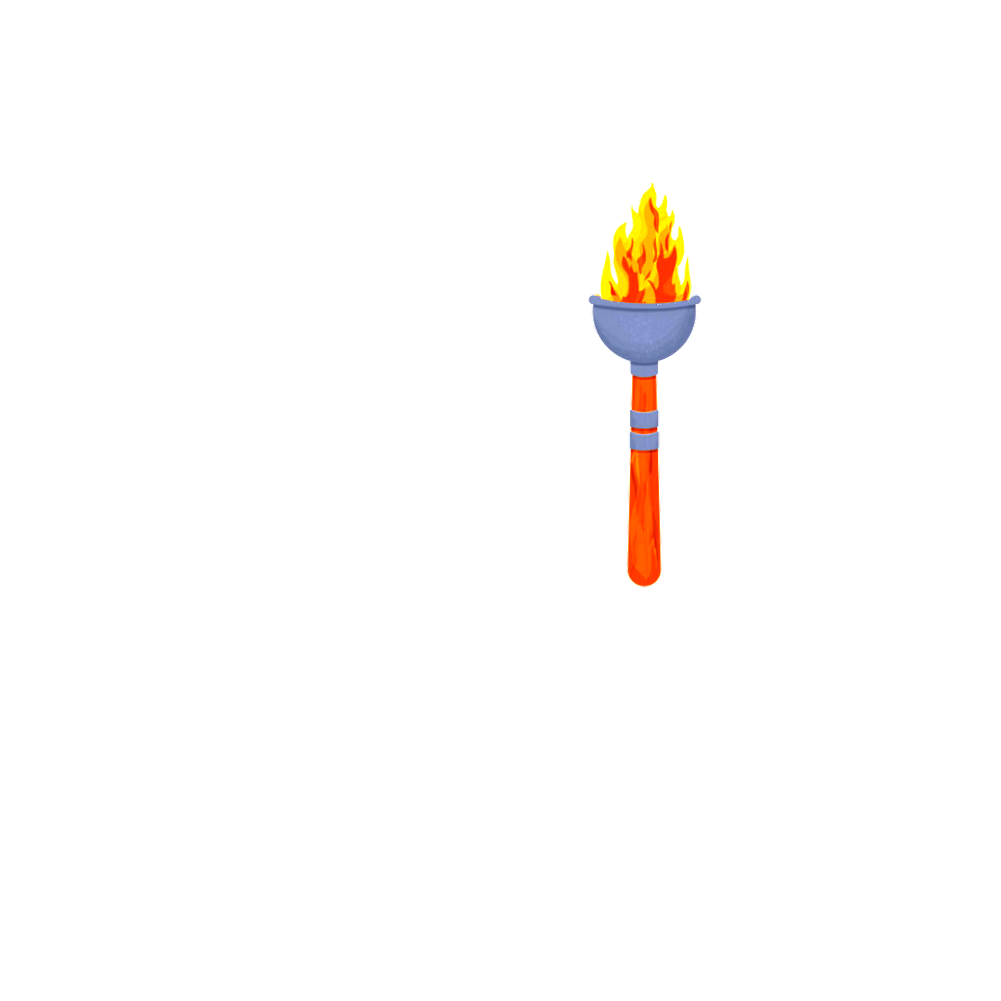 Flaming Wooden Torch 2D Cartoon Transparent Prop