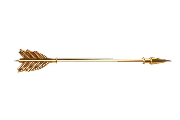 Shiny Golden Arrow 2D Cartoon Transparent Prop