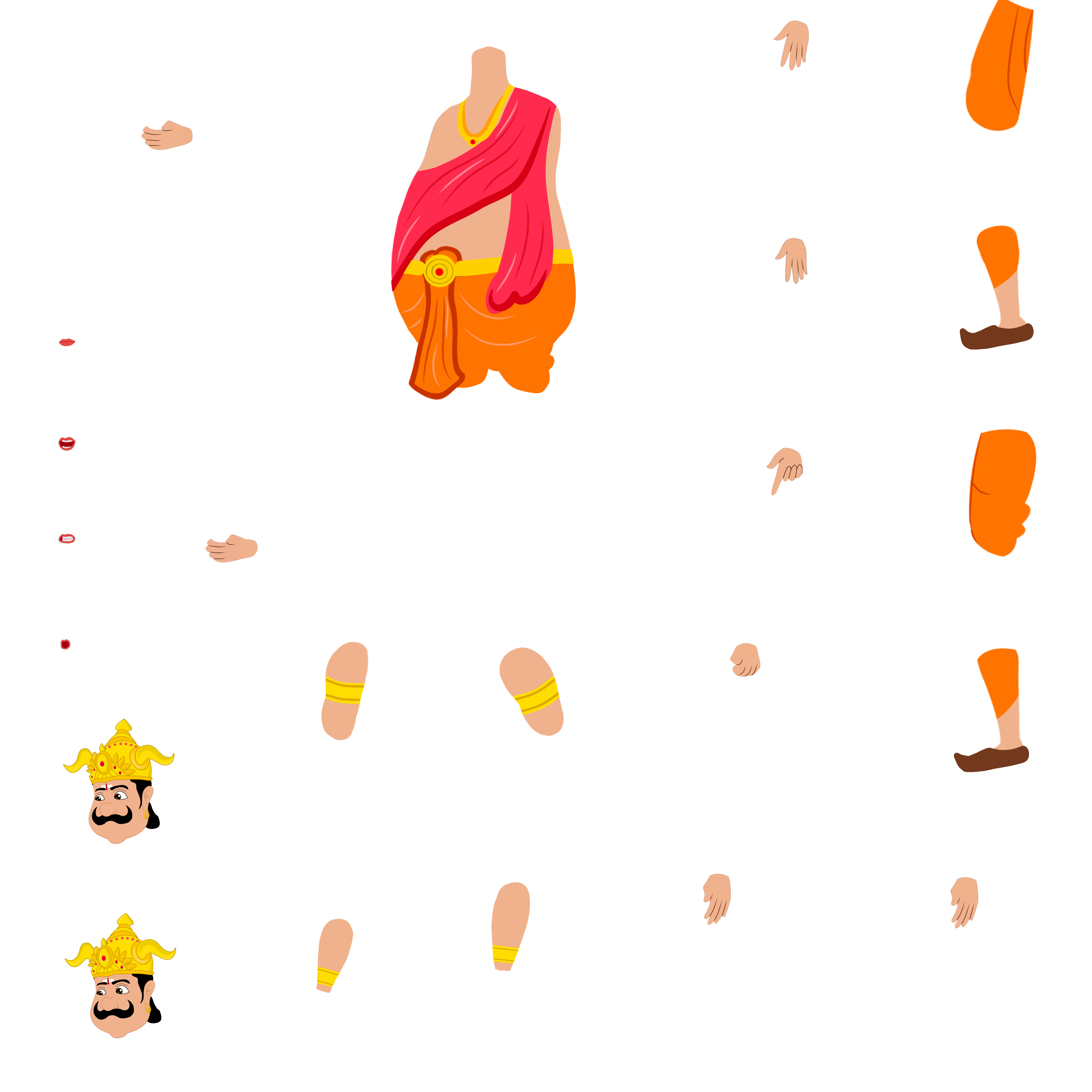 Indian Mythological Demon Asura King Chroma Toons Custom Character Rigging Sheet
