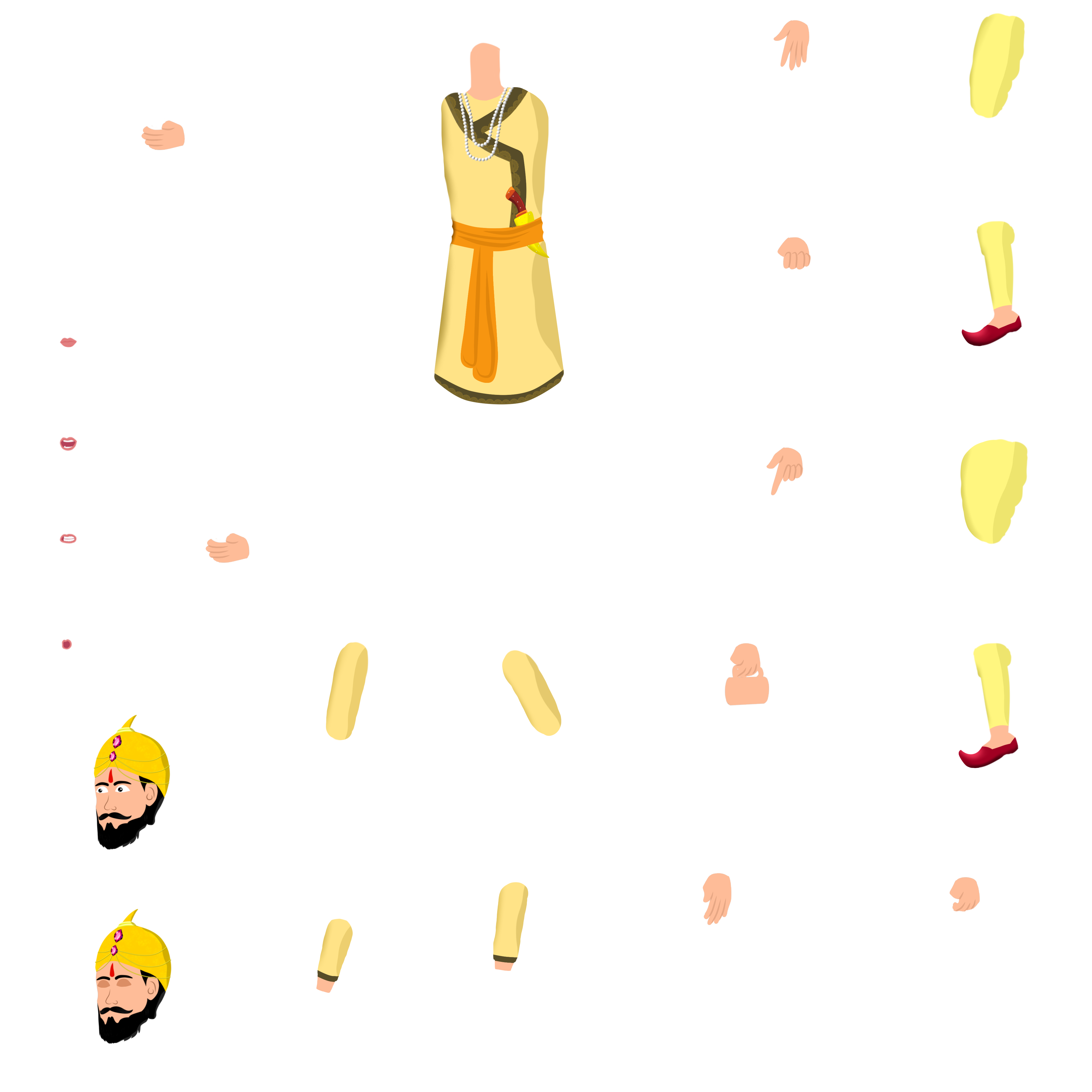 Indian Royal Guard Soldier Chroma Toons Custom Character Rigging Sheet