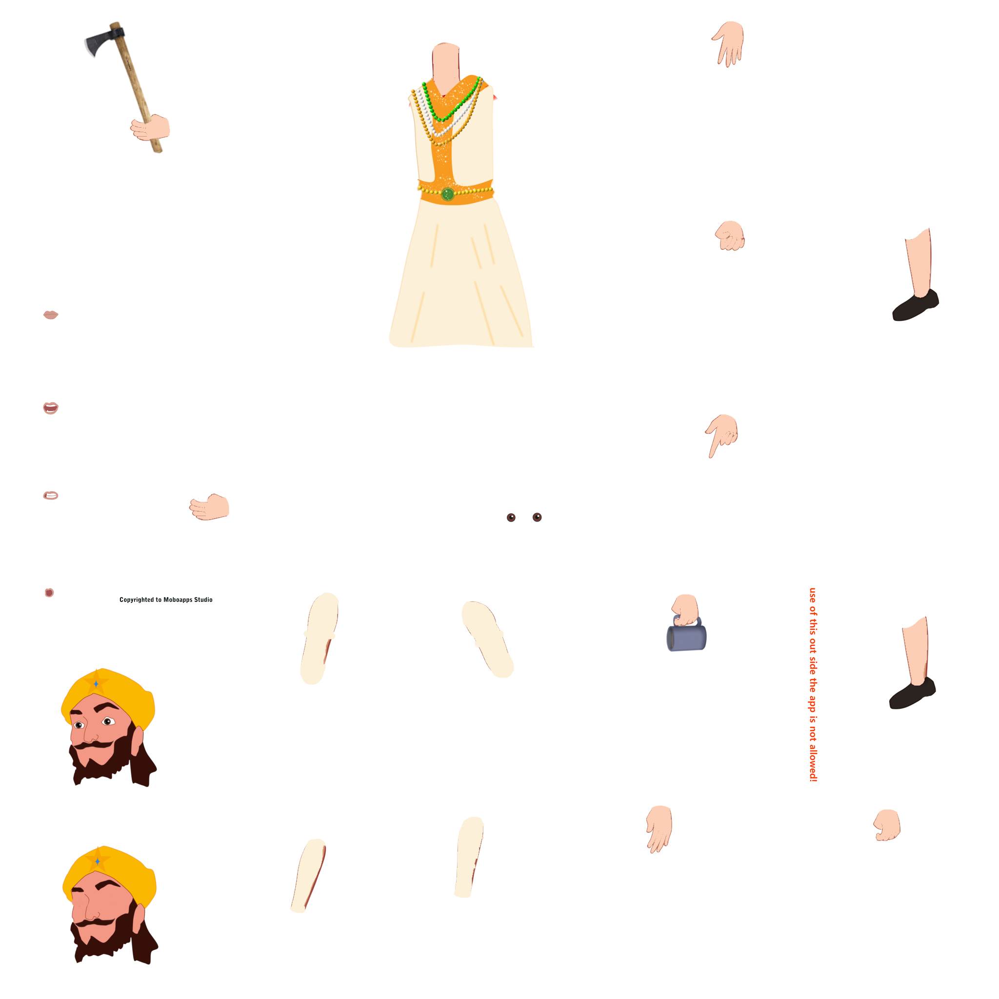 Indian Royal Warrior with Axe Chroma Toons Custom Character Rigging Sheet