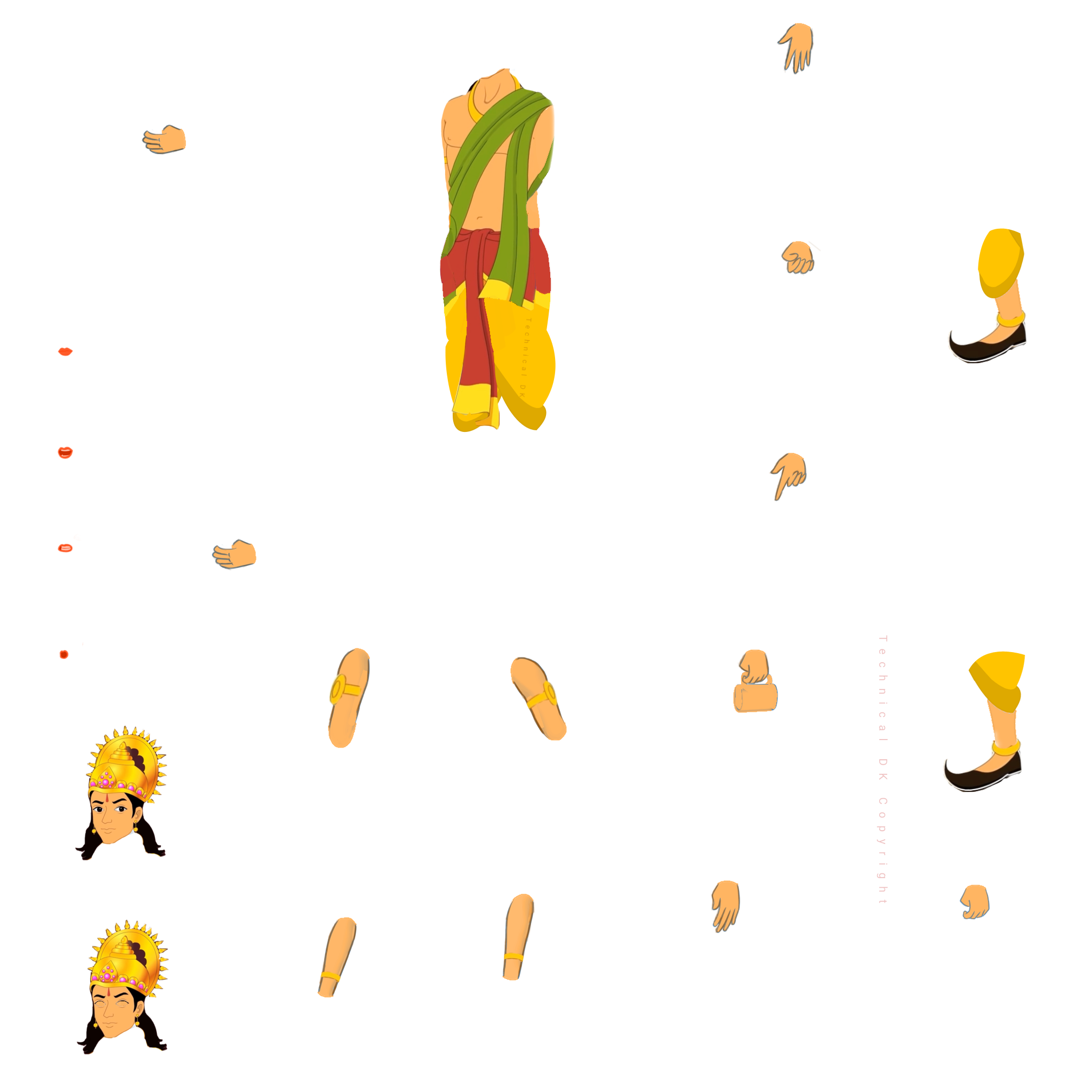 Indian Mythological Prince Deity Chroma Toons Custom Character Rigging Sheet