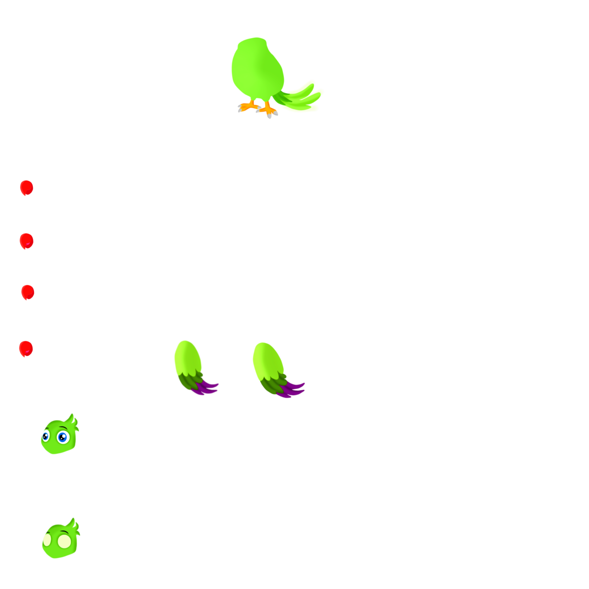 Cute Green Bird Parrot Chroma Toons Custom Character Rigging Sheet