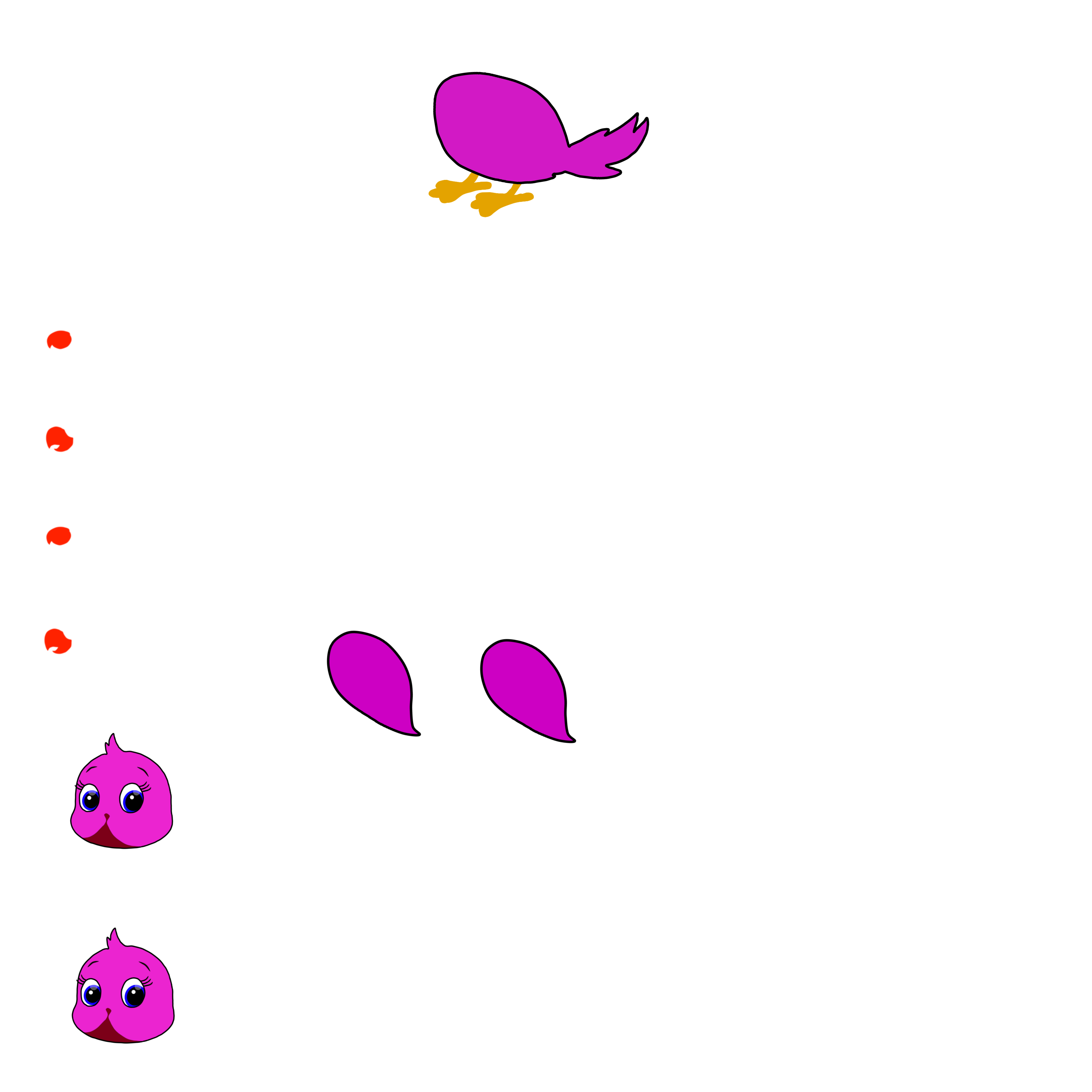Cute Pink Bird Chroma Toons Custom Character Rigging Sheet