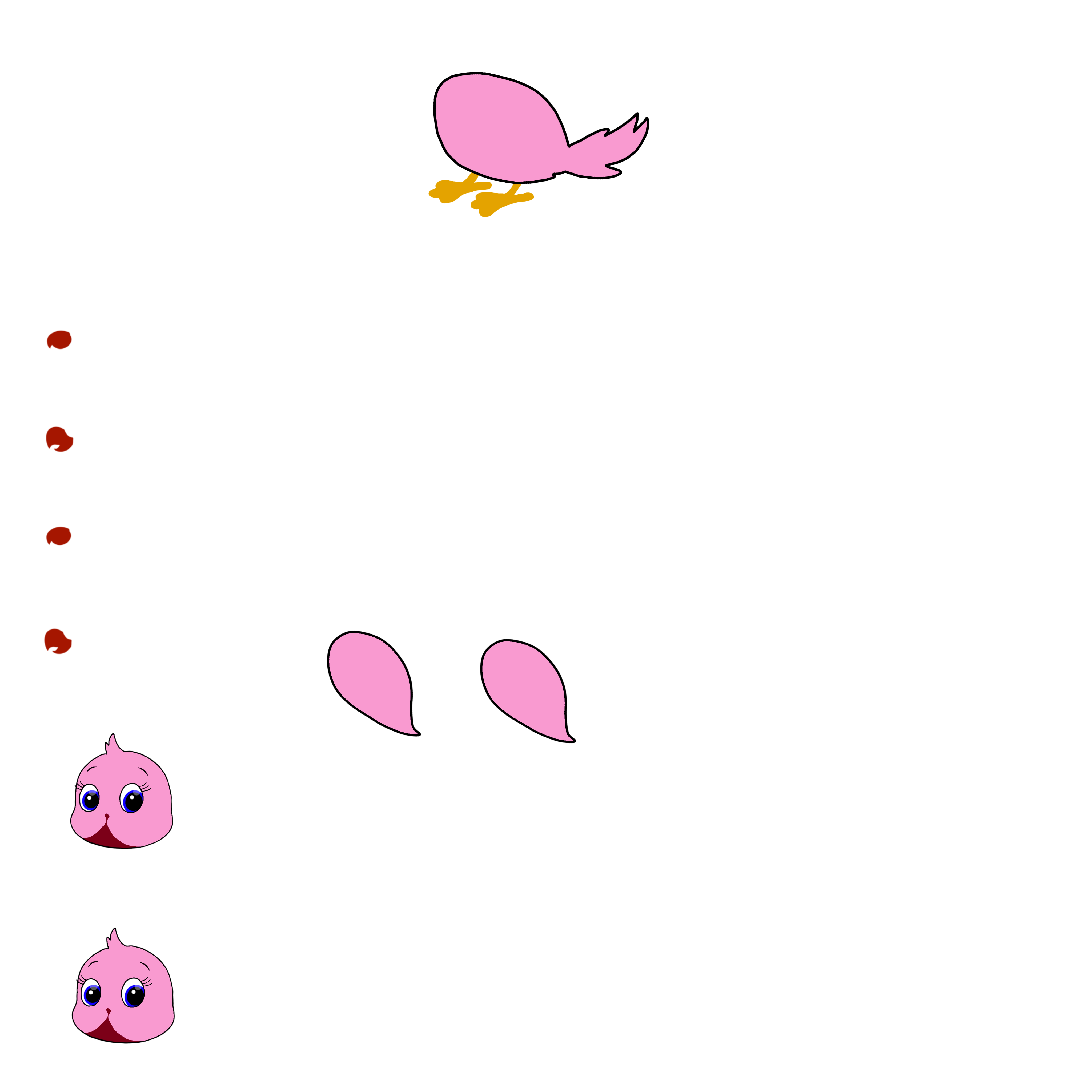 Cute Light Pink Bird Chroma Toons Custom Character Rigging Sheet