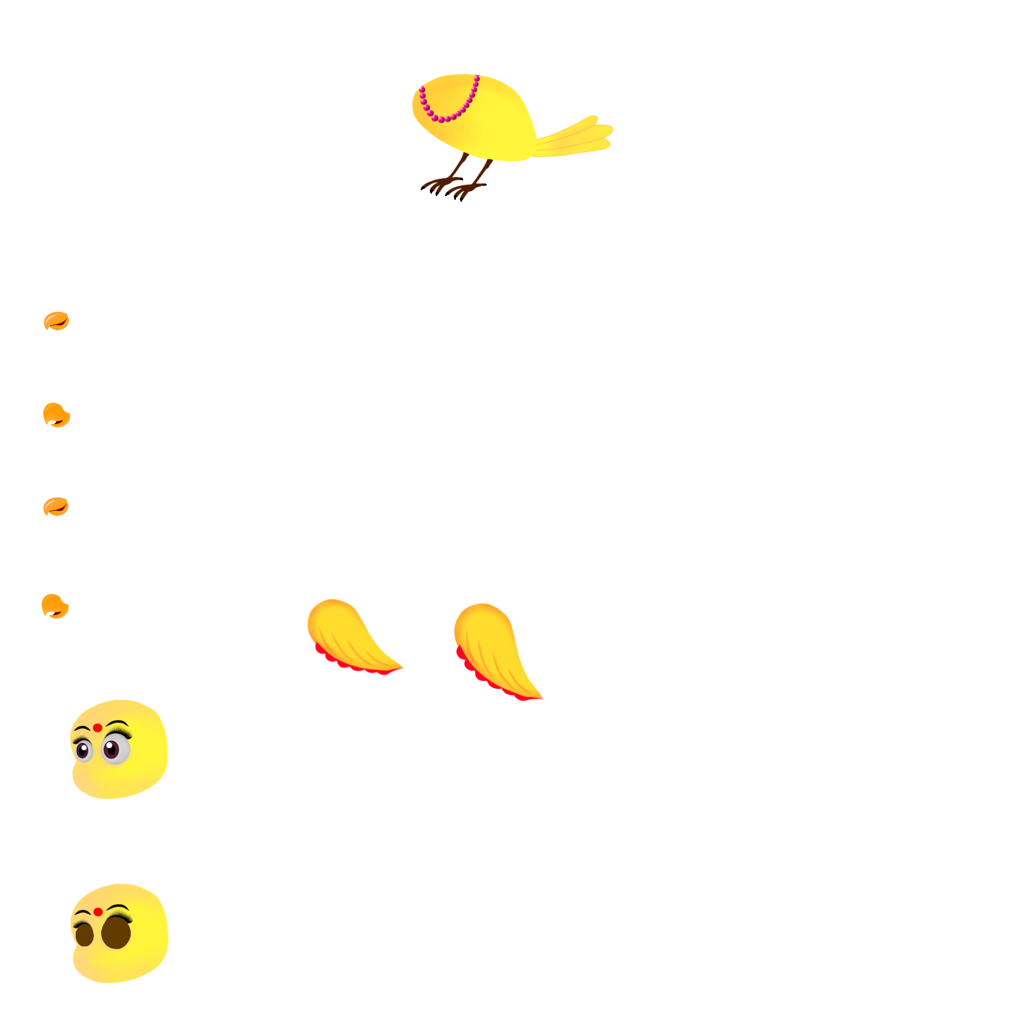 Yellow Tuni Bird Chroma Toons Custom Character Rigging Sheet