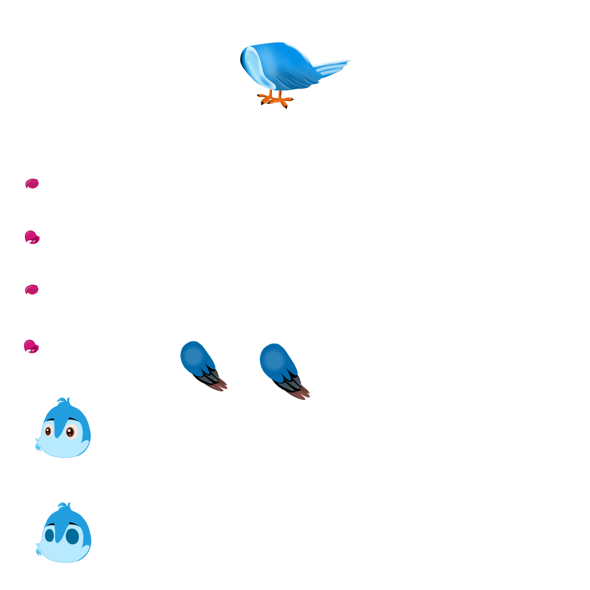 Cute Blue Bird Chroma Toons Custom Character Rigging Sheet