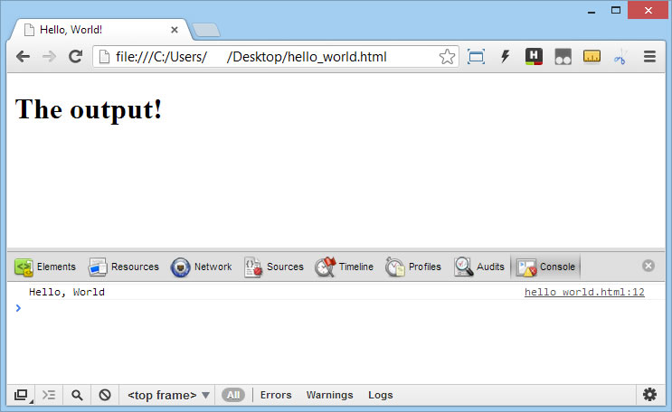 "Hello, World!" from the console.