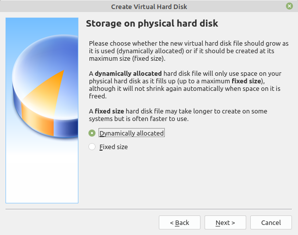 Storage on physical hard disk