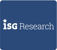 iSG Research logo on a blue background, professional research branding