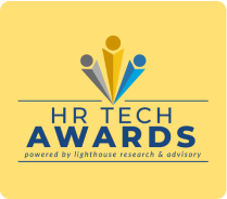 HR Tech Awards logo with colorful graphic elements representing innovation in human resources technology, Lighthouse Research and Advisory branding
