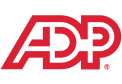 ADP logo in bold red letters with a question mark, symbolizing payroll and HR services, bold red ADP logo representing business solutions
