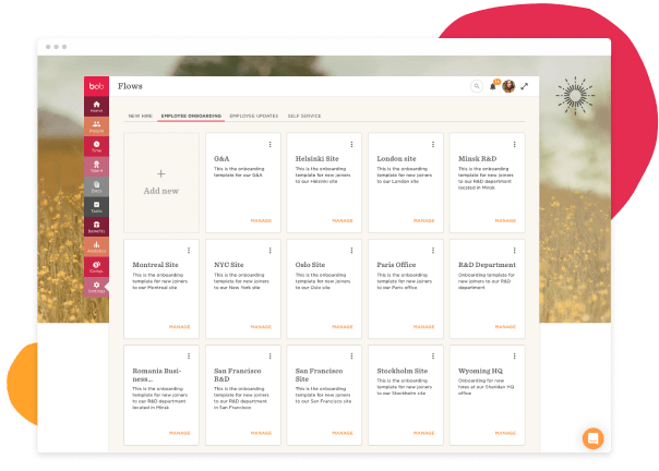 employee onboarding dashboard, site management overview