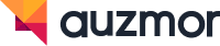 auzmor logo with geometric shapes in orange and pink, representing innovation and technology, modern logo design for a tech company