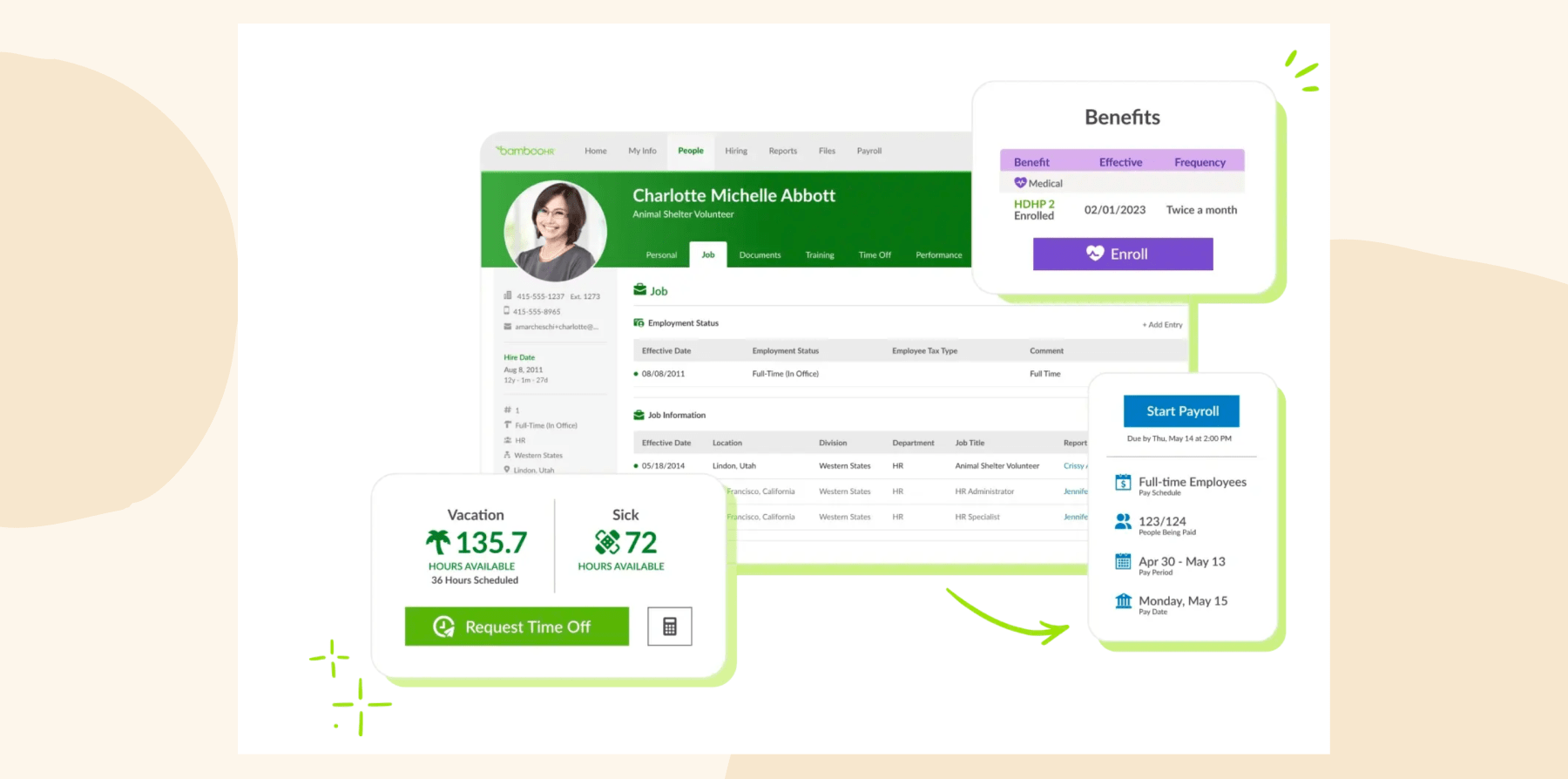 employee dashboard, vacation sick leave hours available