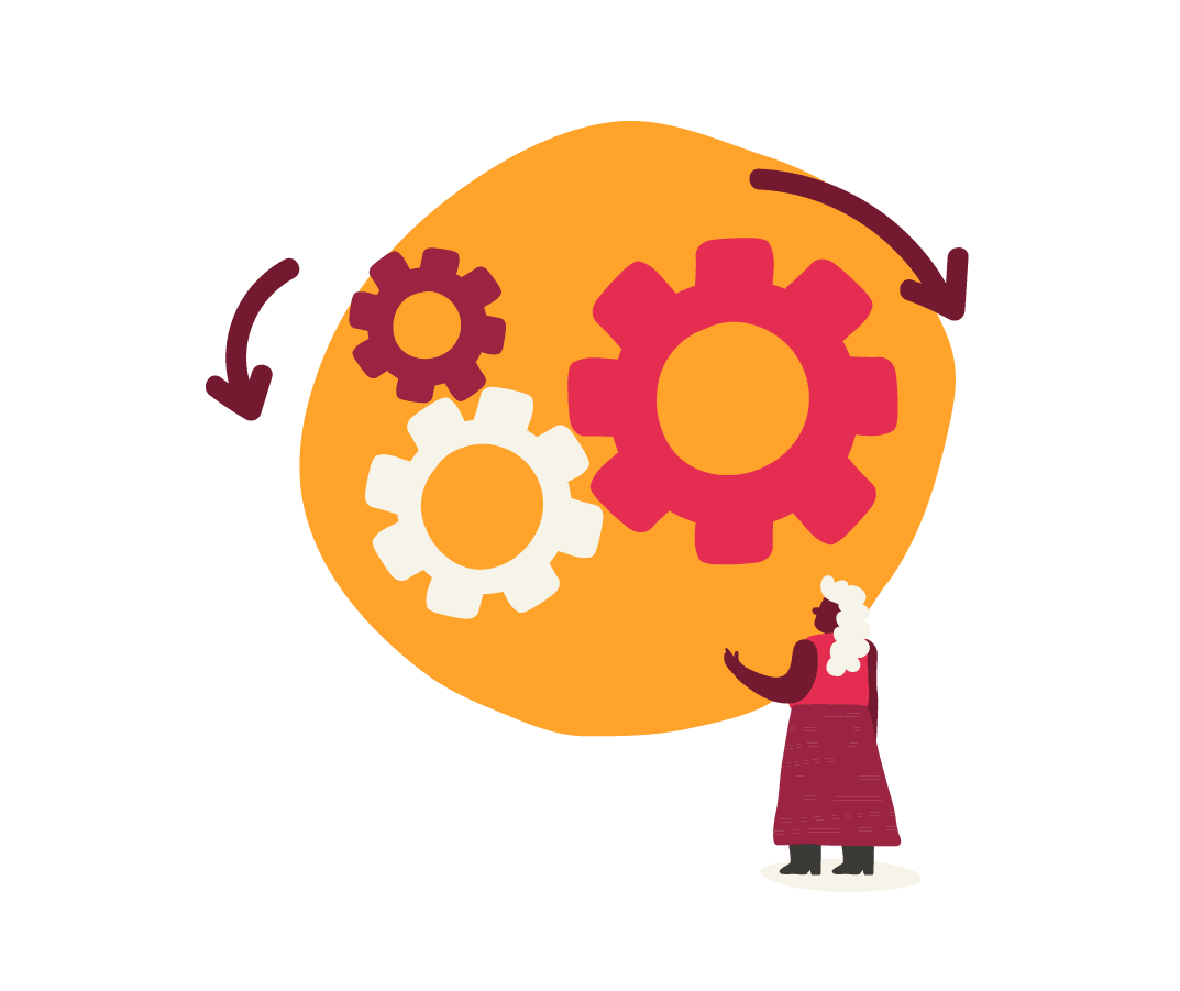 gear mechanisms, person observing gears