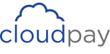 cloudpay logo with a cloud icon and blue-gray color scheme, cloud-based payment solutions logo design