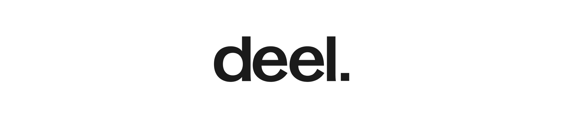 deel logo in bold black font, emphasizing modern branding for a global employment platform, minimalist design with professional appeal