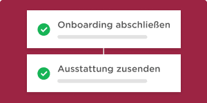 Onboarding options with checkmarks: Complete onboarding and send equipment., Onboarding options with checkmarks and buttons.