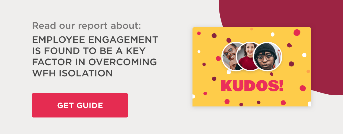 employee engagement report with colorful visuals and “KUDOS!” text on yellow background, get guide button for access