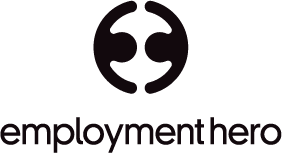 employment hero logo with interlocking circles for collaboration, black and white design representing modern employment solutions