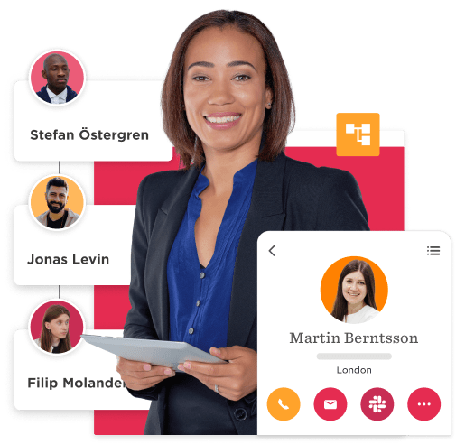businesswoman, team members, profile interface