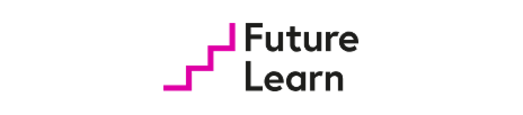 future learn logo with pink steps representing progress, educational platform promoting online learning and skill development