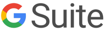 G Suite logo with multicolored 'G' and bold 'Suite' text in dark gray, representing Google's productivity tools., Google productivity tools logo, G Suite branding elements