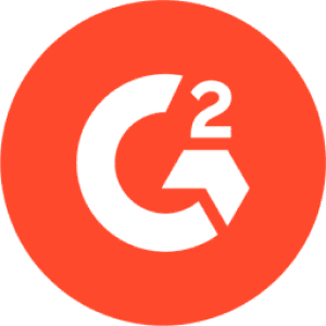 G2 logo on vibrant orange background, featuring a stylized letter G with an upward arrow, G2 branding symbolizing software reviews and insights