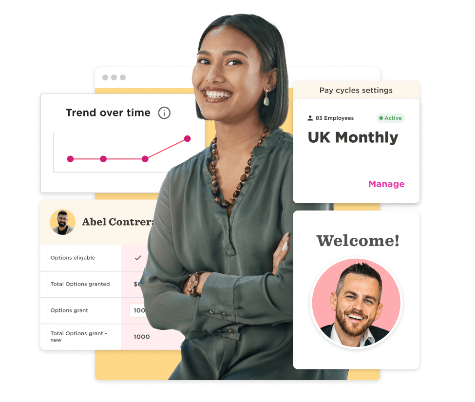 businesswoman, data-dashboard, pay-cycle-settings