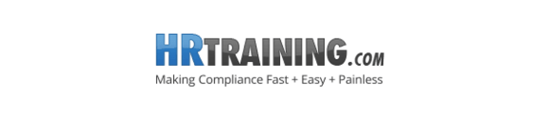 HRTraining.com logo with tagline: Making Compliance Fast, Easy, and Painless. A professional design highlighting HR training. , HRTrainingLogo, ComplianceTrainingTagline