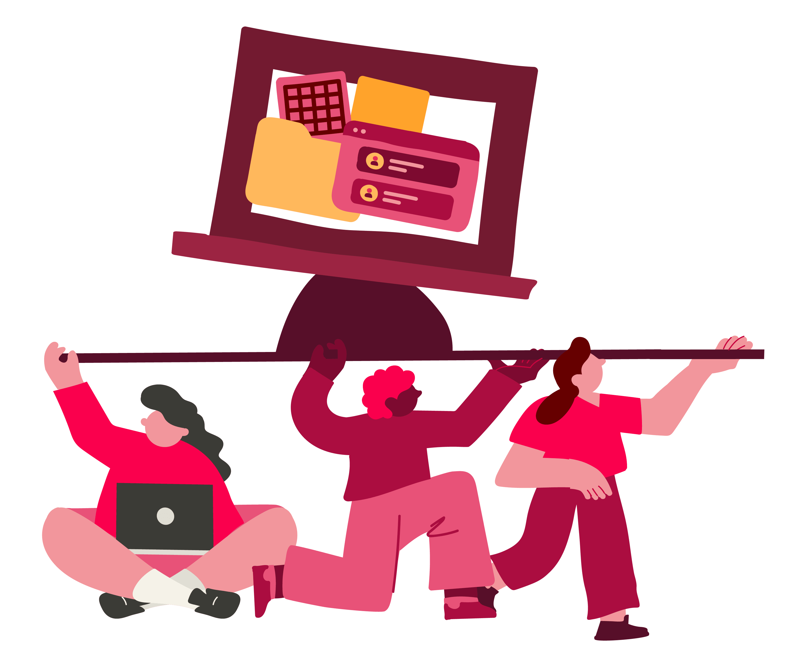 working together, collaboration with technology