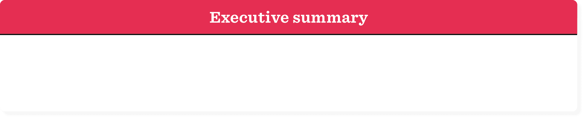 executive summary presentation in bold red header on white background, clear layout for professional document overview