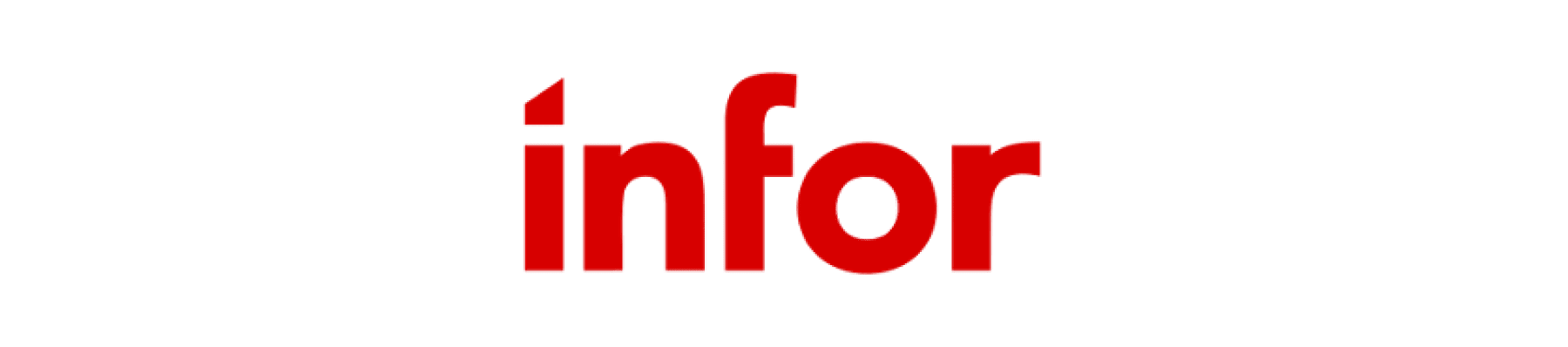 infor logo in bold red on black background representing technology solutions and business intelligence, business tech branding logo