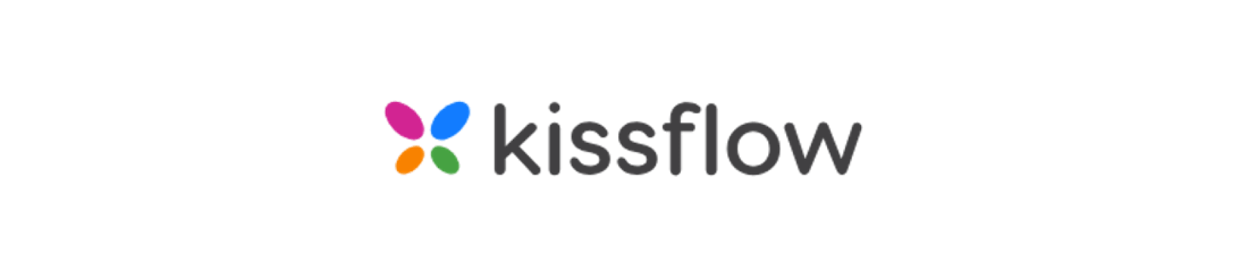 kissflow logo with colorful butterfly design, featuring blue, pink, orange, and green elements on a sleek black background, Kissflow branding promoting workflow solutions with vibrant colors