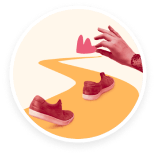 shoes_on_path, hand_placing_heart